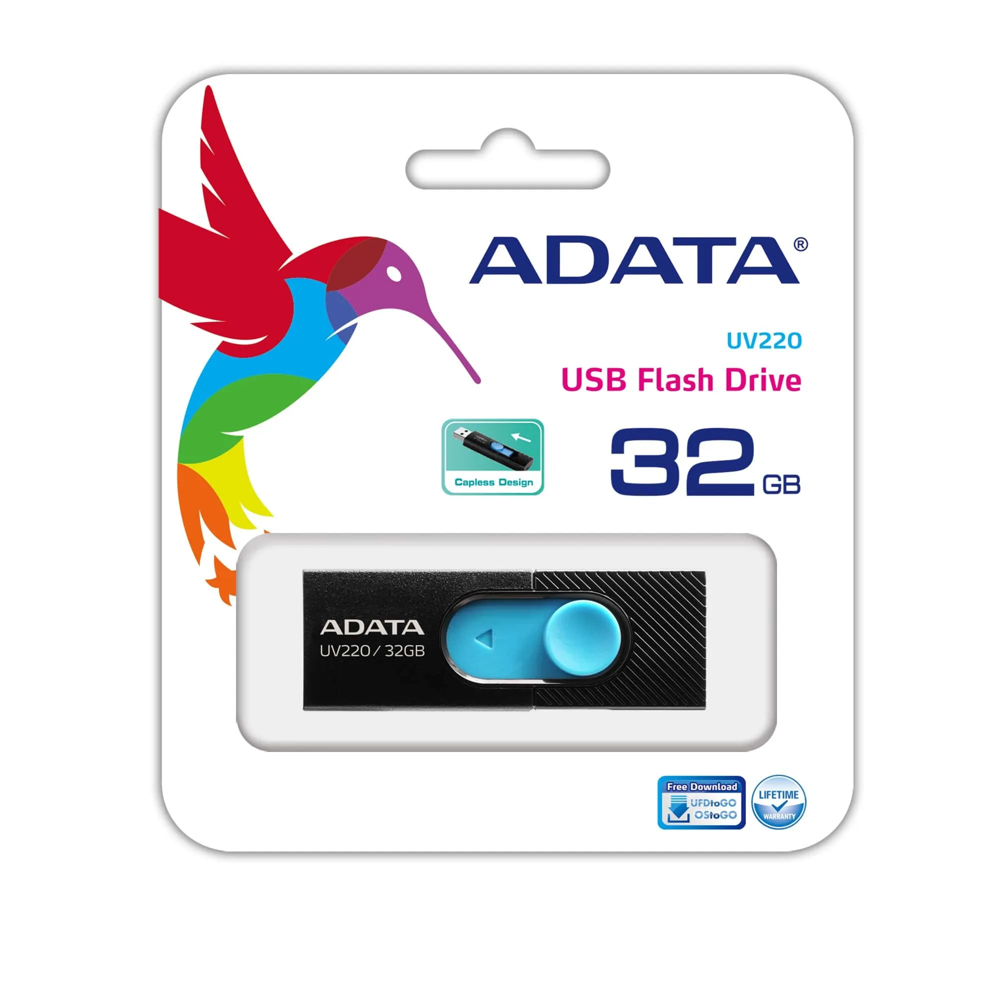 A-Data 32 GB UV220 USB 2.0 - minne, Svart/Blå