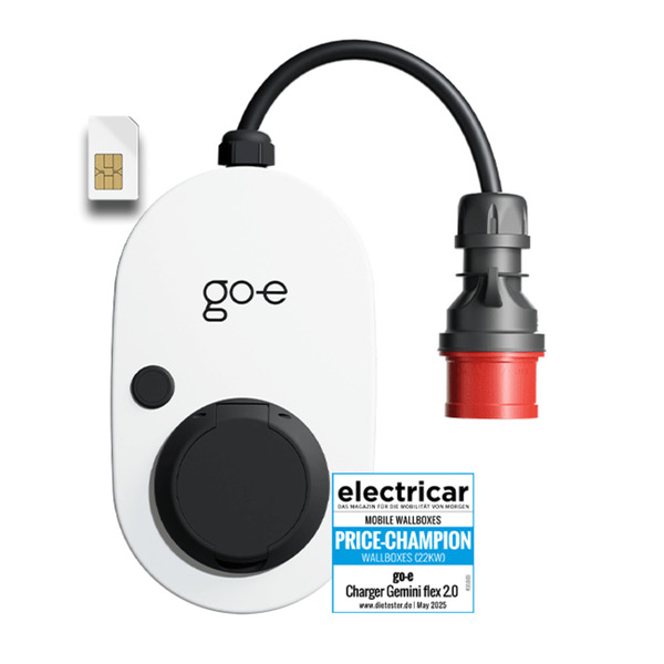 GO-e Charger Gemini flex 2.0 11 kW 3-phase Electric Vehicle Charging Station White