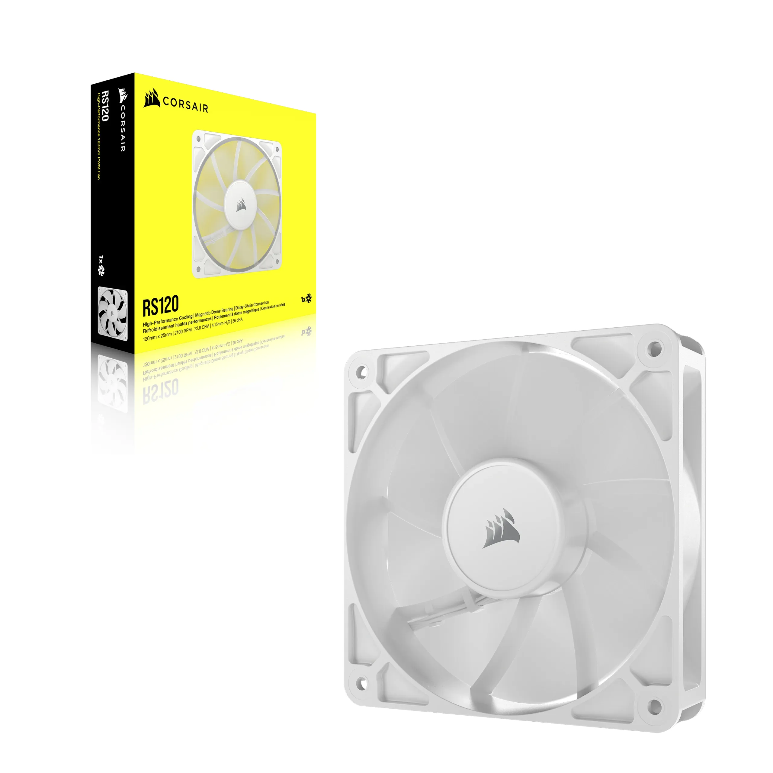 Corsair RS120 120mm PWM - chassi fläkt, vit