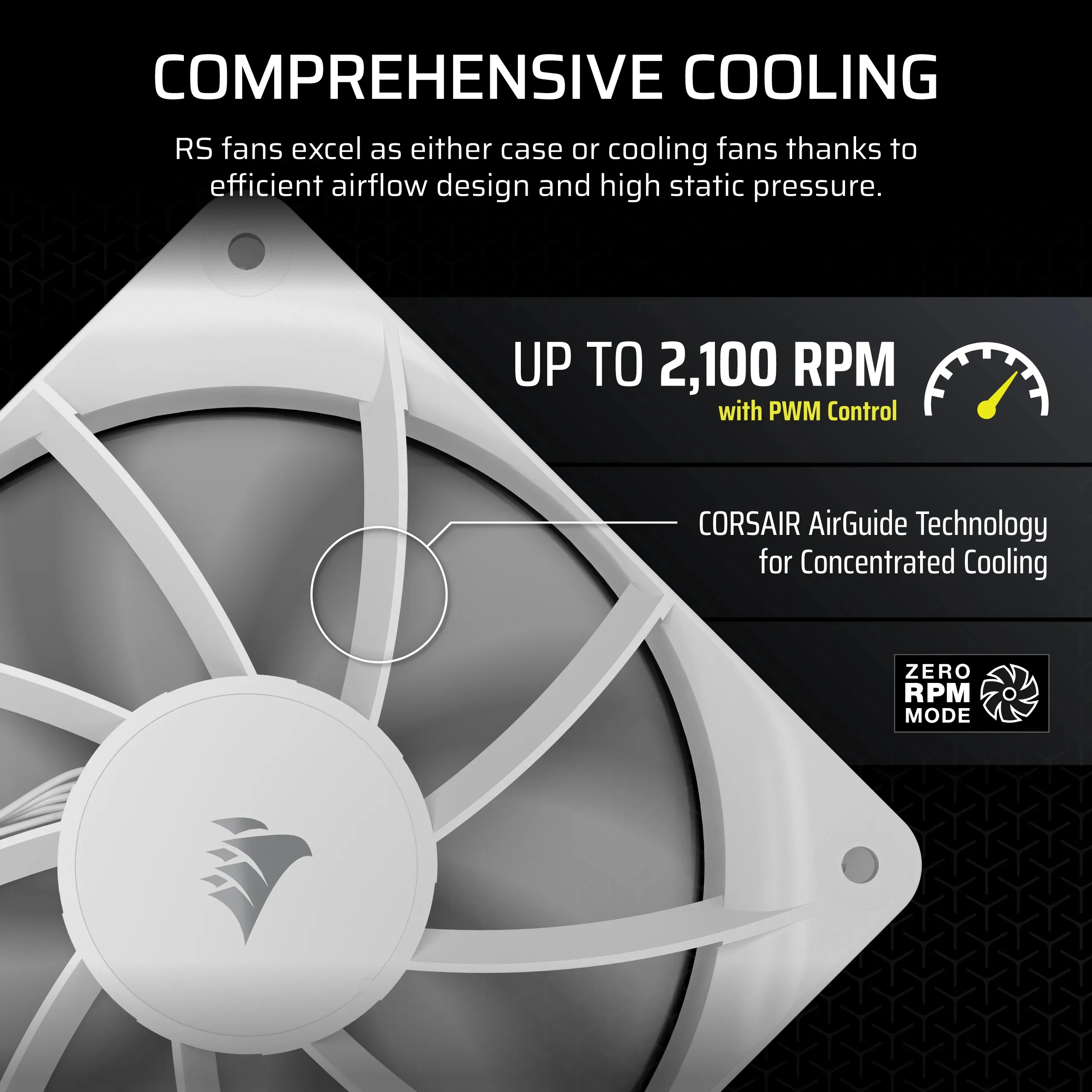 Corsair RS120 120mm PWM - chassi fl&auml;kt, vit