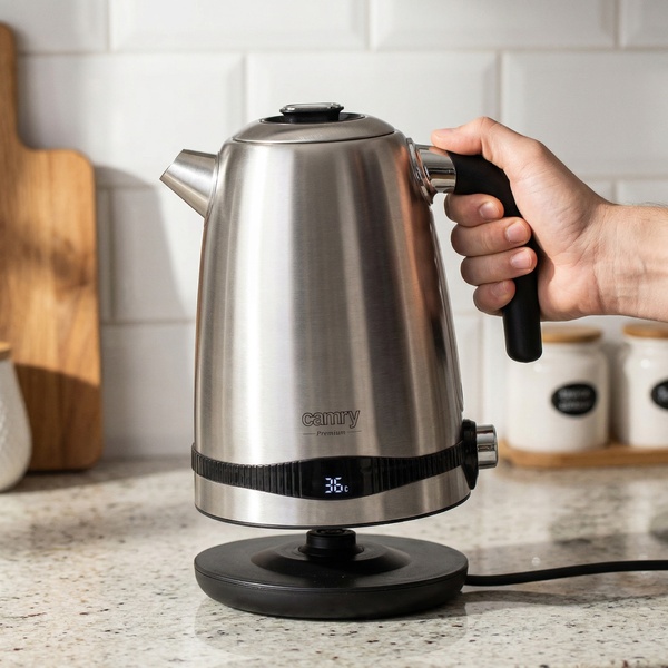Camry CR 1291 kettle, 1.7L, 2200W, Black/Stainless steel