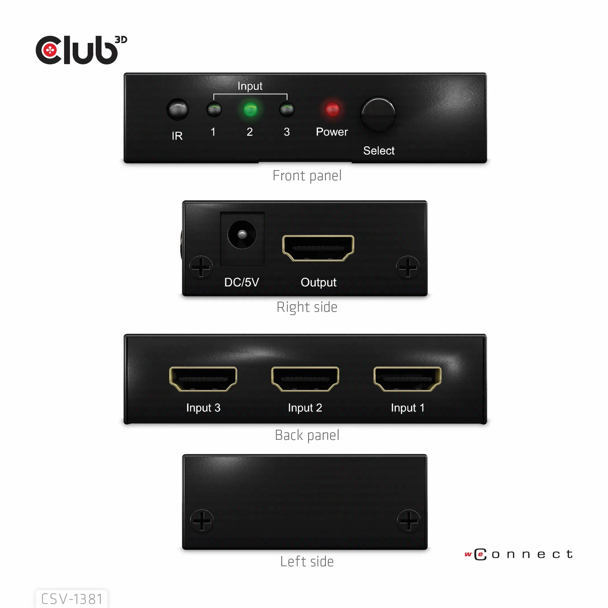 Club 3D 3 - 1 HDMI 8K60Hz/4K120Hz - switch, Svart Club 3D 3 - 1 HDMI 8K60Hz/4K120Hz - switch, Svart