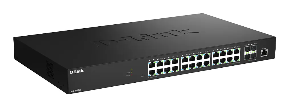 D-Link DMS-1250-28/E - 24-Port 2.5 Gigabit Ethernet Managed Layer 2 Switch with 4 SFP+ Slots, Black