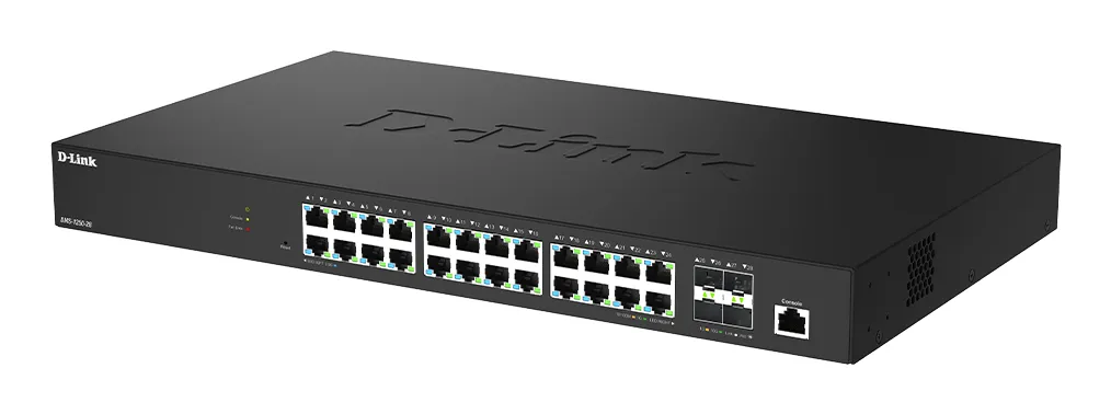 D-Link DMS-1250-28/E - 24-Port 2.5 Gigabit Ethernet Managed Layer 2 Switch with 4 SFP+ Slots, Black