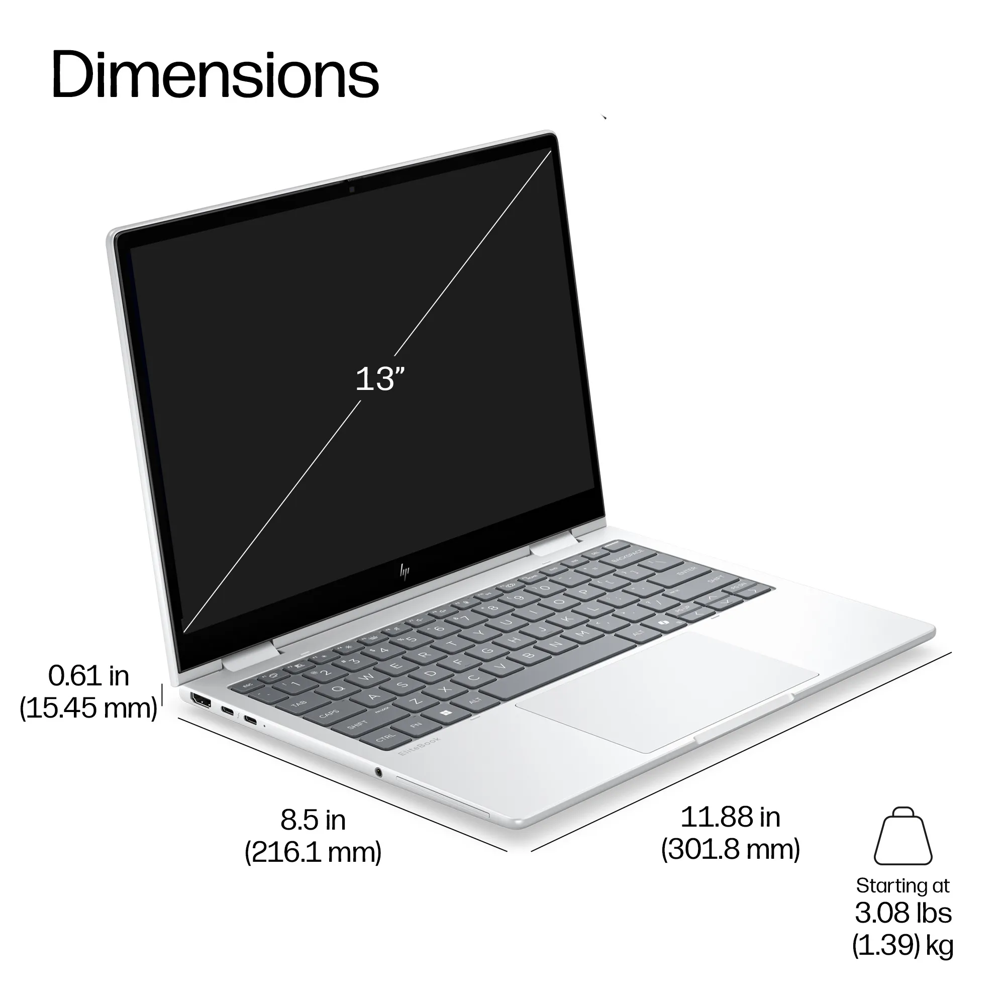 HP EliteBook 8 Flip G2i 13.3" Ultra 5 335, 32 Gt, 512 Gt, Win 11 Pro -kannettava, hopea