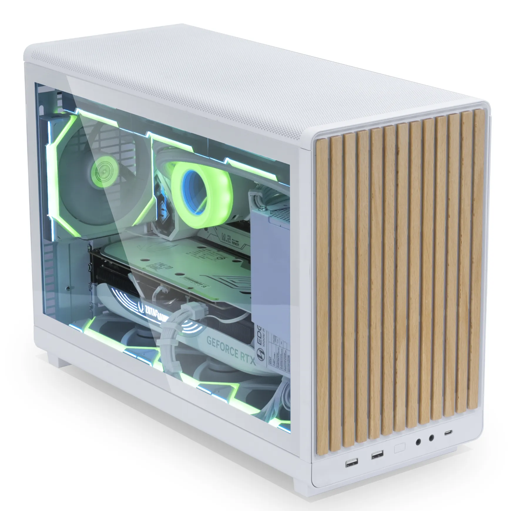 Lian Li A3-mATX Wood Edition Micro-ATX Case with window, White