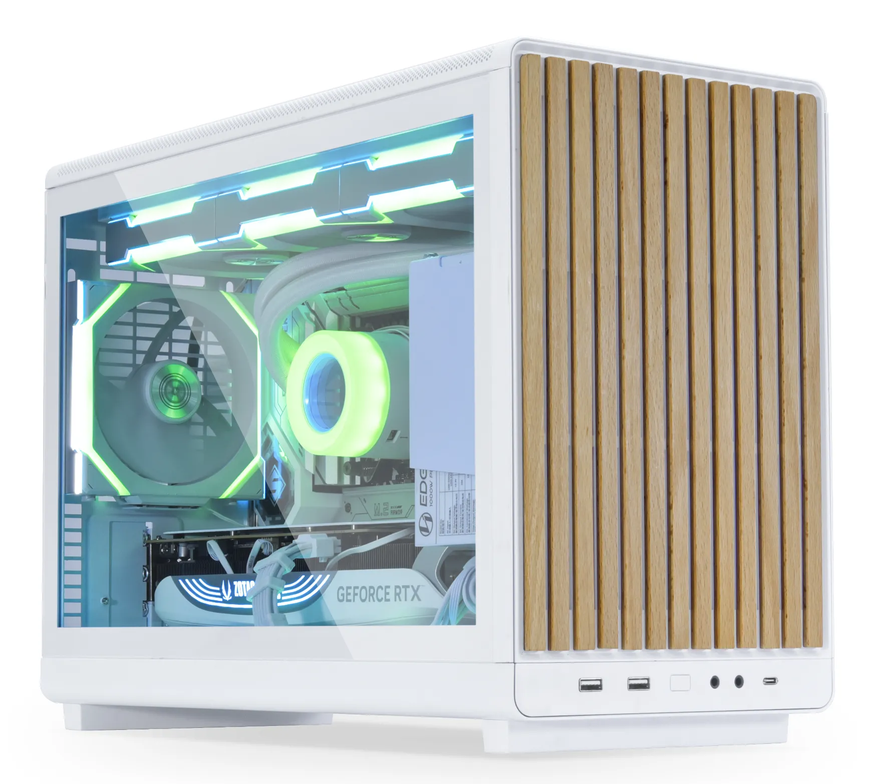 Lian Li A3-mATX Wood Edition Micro-ATX Case with window, White