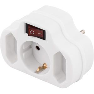 DELTACO pistorasia, 1xCEE 7/4, 2x IEC 60906-1, 1xCEE 7/7