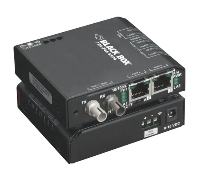 BLACKBOX DRX 10-100 CONVERTER H, (2) 10/100 MBPS RJ-45 - MULTIMODE, SC, 115 VAC, 2KM