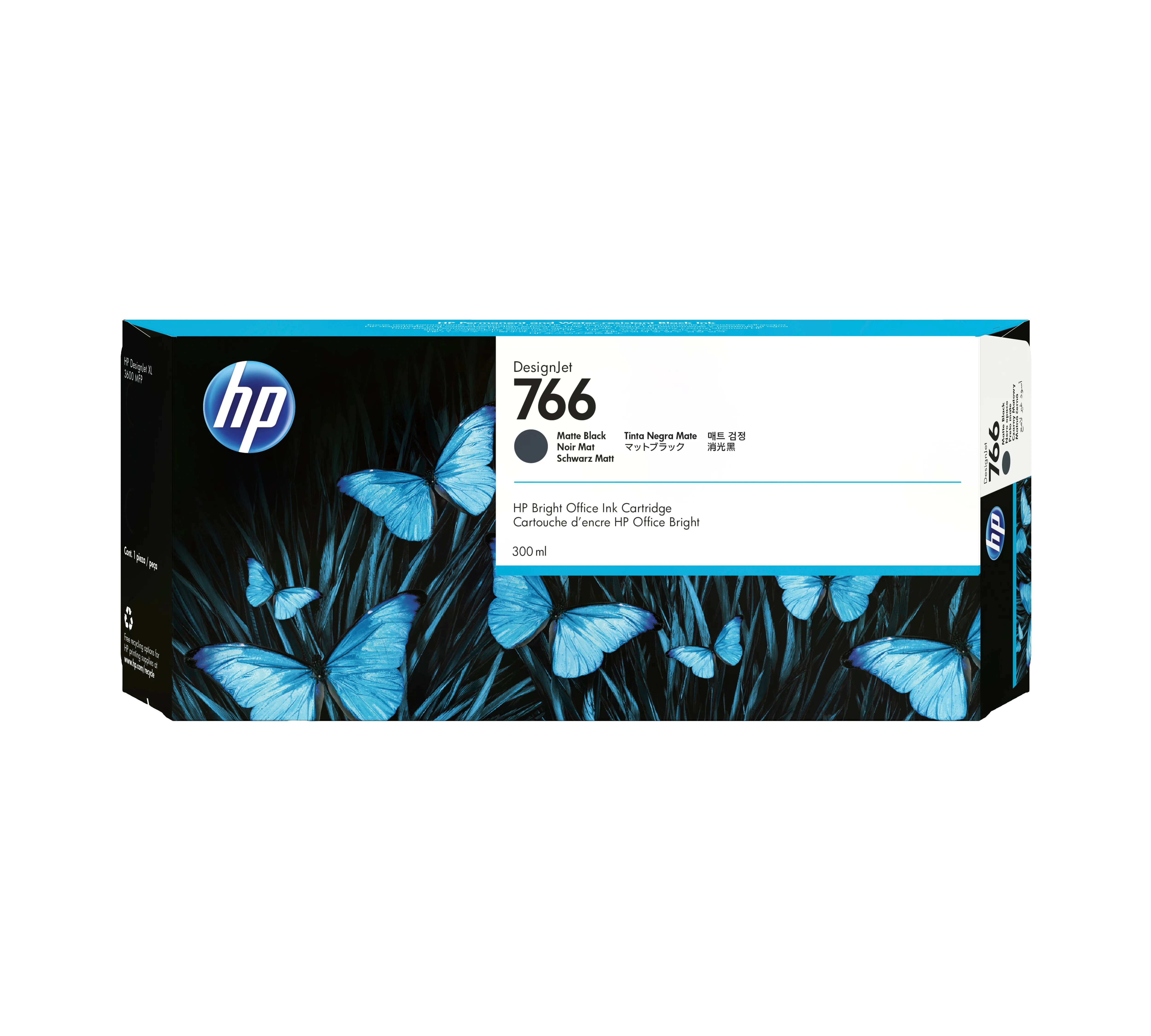 HP 766 - 300 ml - himme&auml; musta - alkuper&auml;inen - mustepatruuna malleihin DesignJet XL 3600, 3600dr