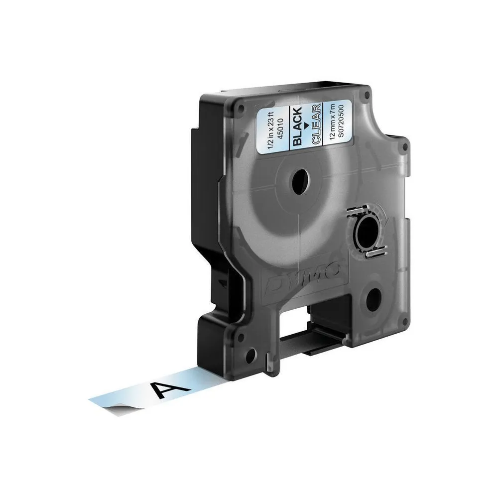 Tape D1 12mmx7m black/clear