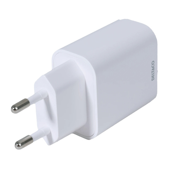 DELTACO USB wall charger, 1x USB-A, fast charging 18 W, white