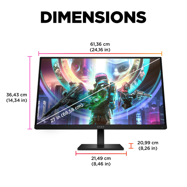 HP 27&quot; Omen 27qs QHD, IPS -pelin&auml;ytt&ouml;
