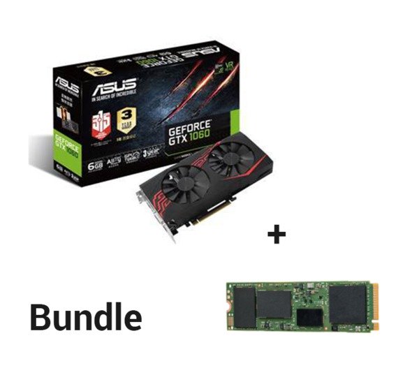 ASUS Geforce GTX1060 6GB Overclocked Gaming + 256GB Intel Solid-State Drive 600p M.2 Bundle