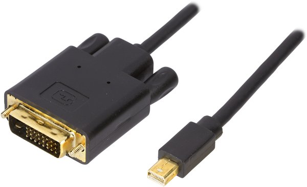 Deltaco mini Displayport &ndash; DVI-D -kaapeli, Single, 1 m, Musta