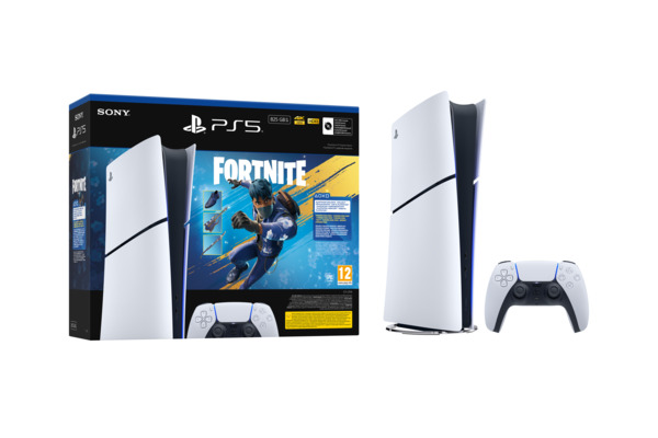 Sony PlayStation 5 Digital Edition 825GB SSD Valkoinen Pelikonsoli + Fortnite Flowering Chaos