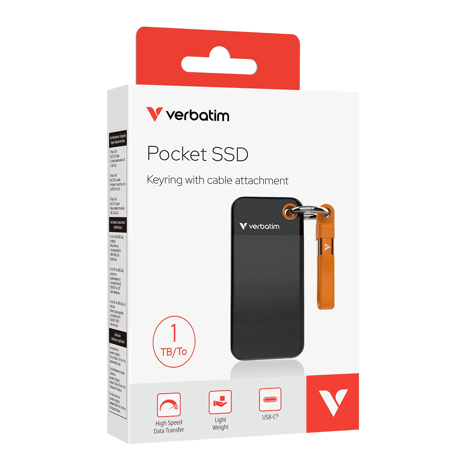VERBATIM USB 3.2 Gen 2 1TB Pocket SSD, Black/Orange