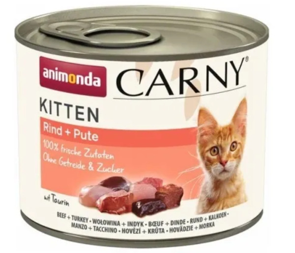 Animonda Carny Kitten Beef &amp; Turkey, Wet food for cats, 200g