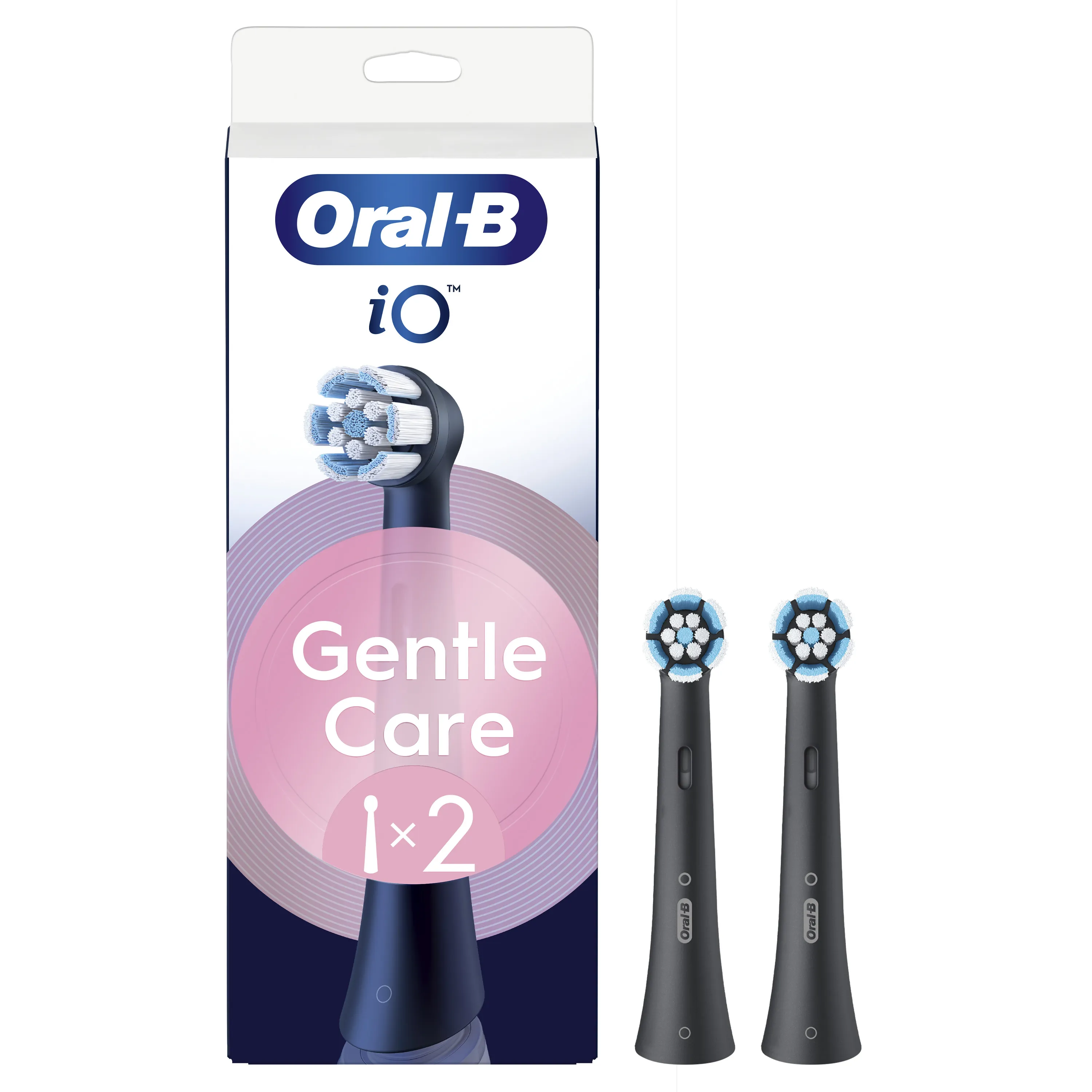 Oral-B iO Gentle Care 2 pcs Replacement Toothbrush Heads, Black