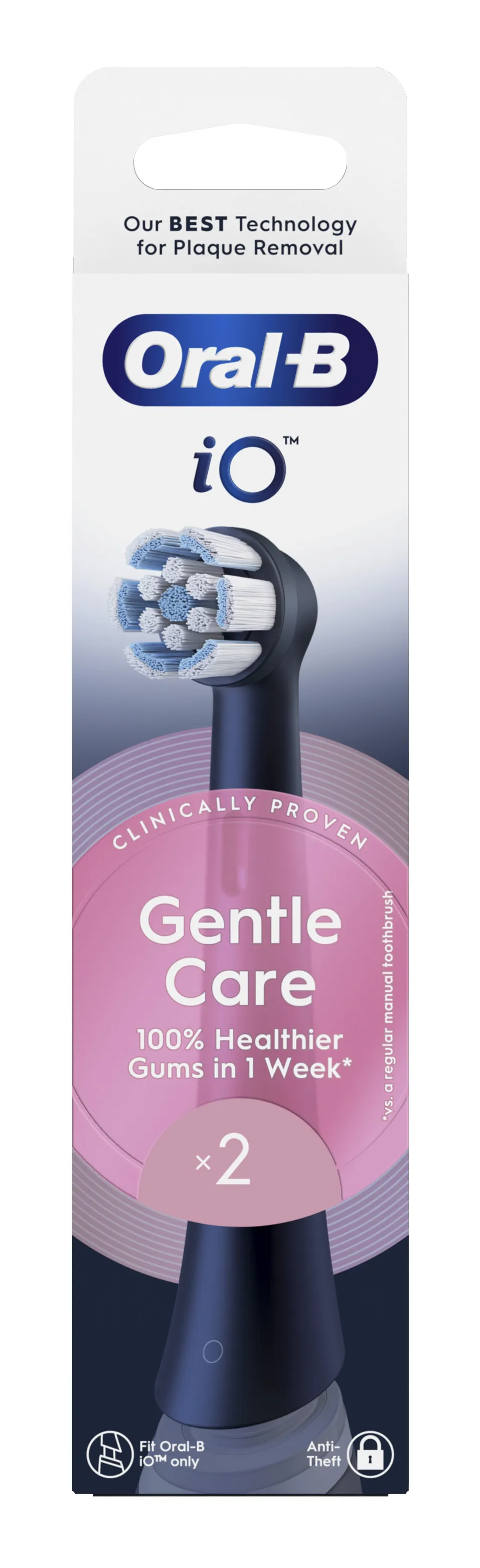 Oral-B iO Gentle Care 2 pcs Replacement Toothbrush Heads, Black