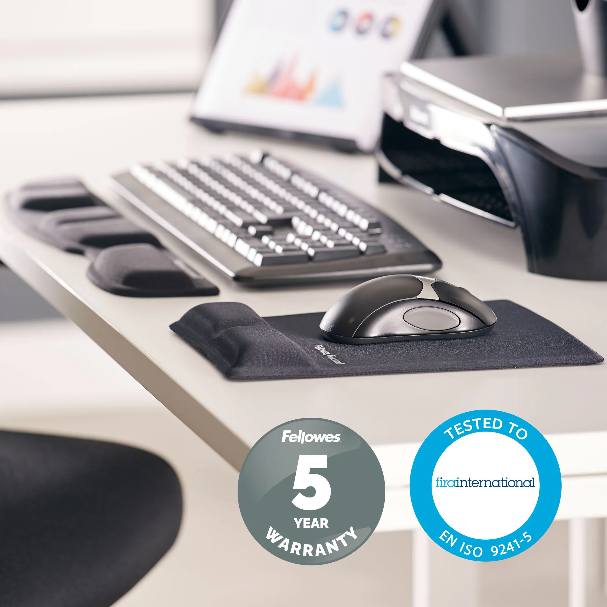 FELLOWES FABRIK MOUSEPAD/ WRIST REST BLACK