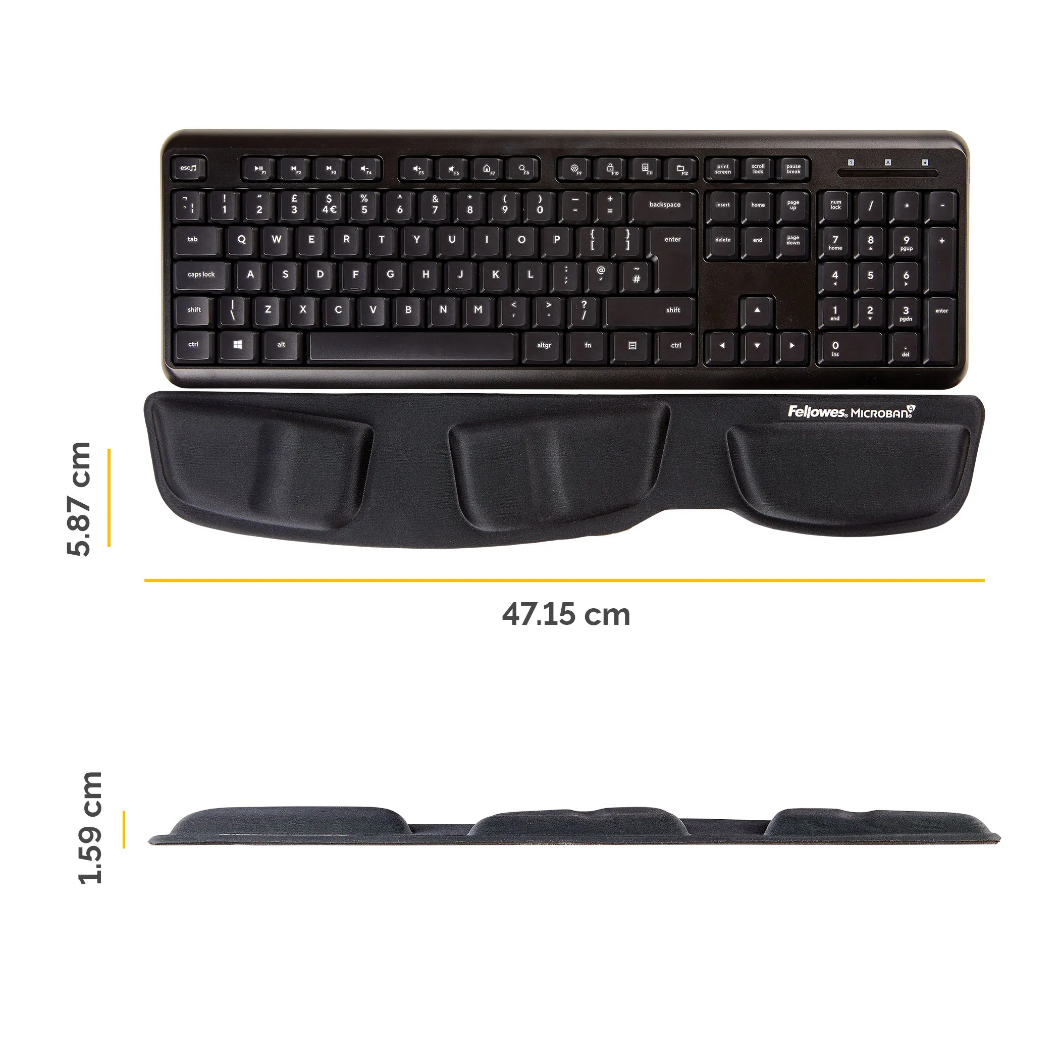 FELLOWES FABRIK KEYBOARD PALM SUPPORT- BLACK