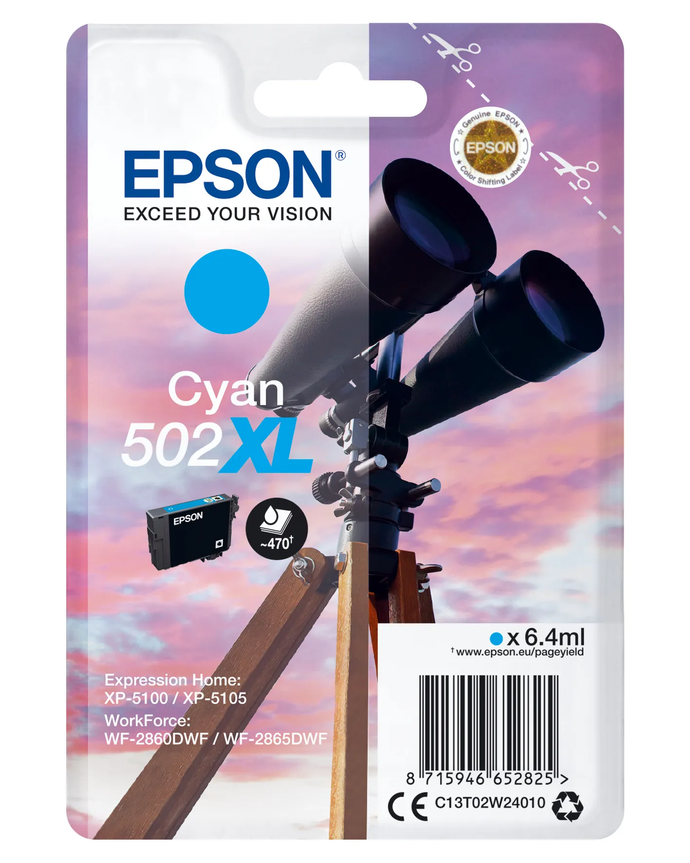 EPSON 502XL bl&auml;ckpatron, 6.4 ml, cyan