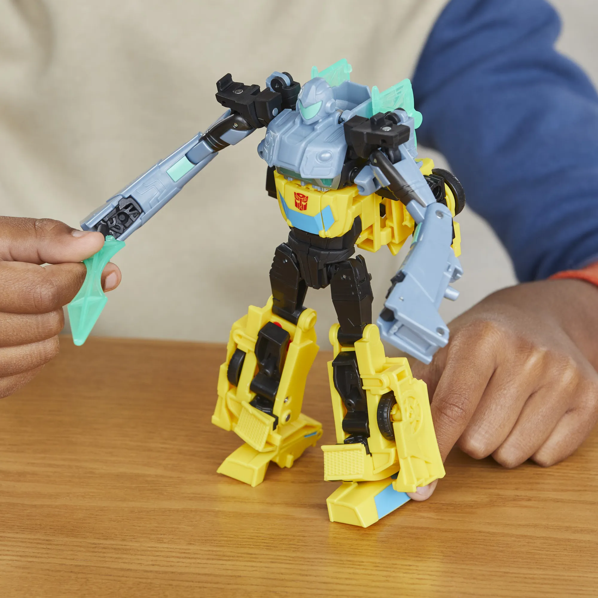 Hasbro Transformers EarthSpark Cyber-Combiner Bumblebee and Mo Malto toy figure