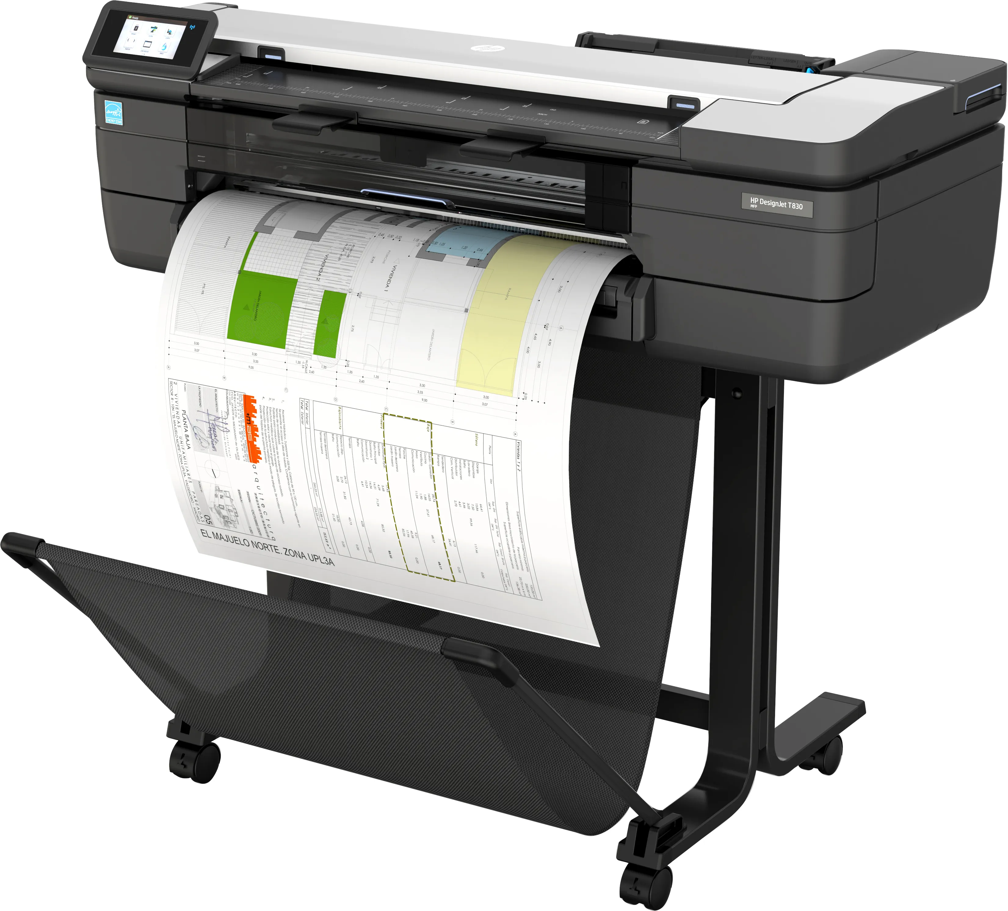 HP DesignJet T830 - 24&quot; monitoimitulostin - v&auml;ri - mustesuihku - 610 x 2770 mm (alkuper&auml;inen) - Rulla (61 cm) (media) - jopa 0.43 min/sivu (tulostus) - 1 rulla