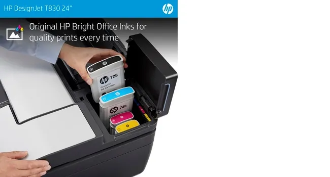 HP DesignJet T830 - 24&quot; monitoimitulostin - v&auml;ri - mustesuihku - 610 x 2770 mm (alkuper&auml;inen) - Rulla (61 cm) (media) - jopa 0.43 min/sivu (tulostus) - 1 rulla