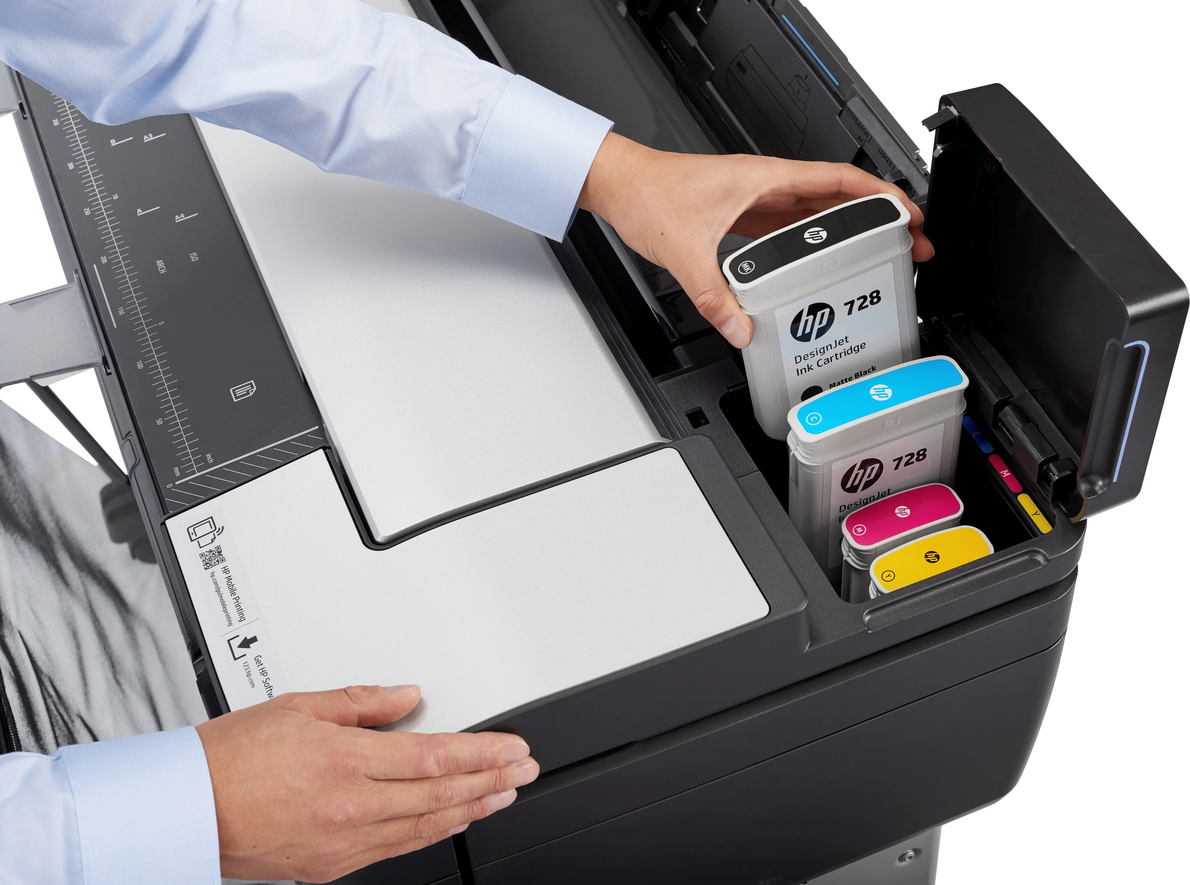 HP DesignJet T830 - 24&quot; monitoimitulostin - v&auml;ri - mustesuihku - 610 x 2770 mm (alkuper&auml;inen) - Rulla (61 cm) (media) - jopa 0.43 min/sivu (tulostus) - 1 rulla