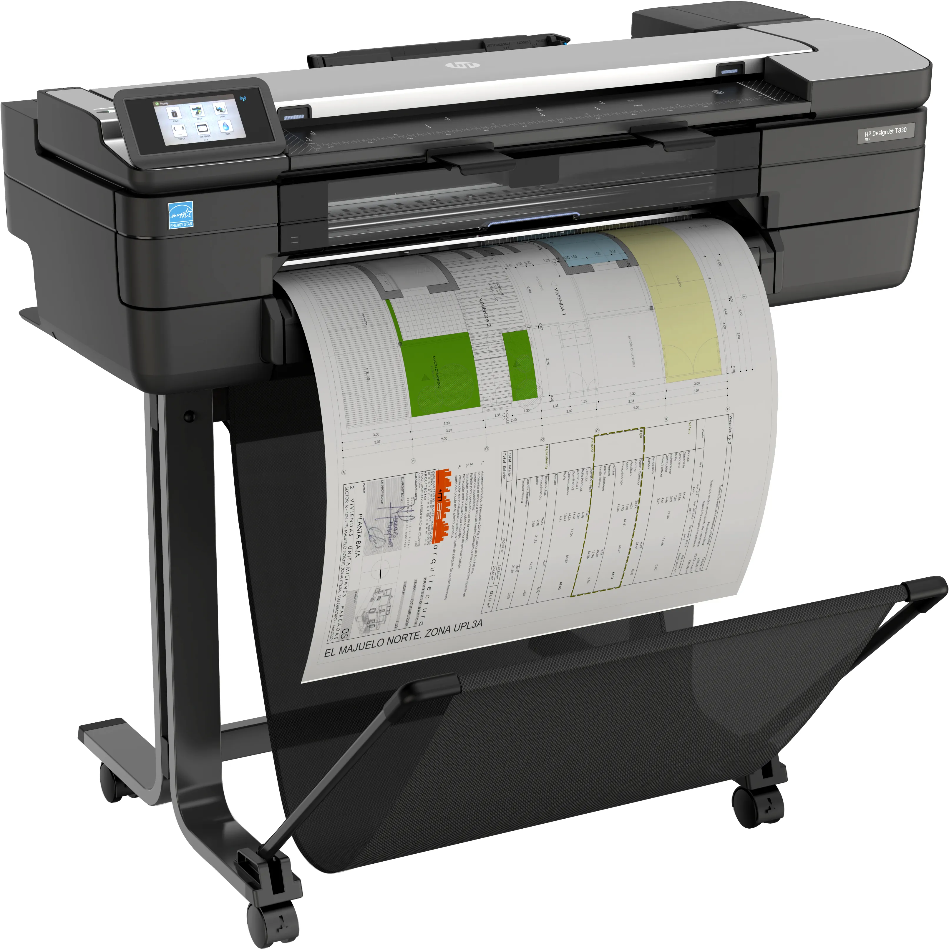 HP DesignJet T830 - 24&quot; monitoimitulostin - v&auml;ri - mustesuihku - 610 x 2770 mm (alkuper&auml;inen) - Rulla (61 cm) (media) - jopa 0.43 min/sivu (tulostus) - 1 rulla