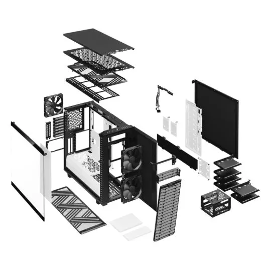 Fractal Design Define 7 - Mid Tower chassi med f&ouml;nster, Black/White / Clear Tint