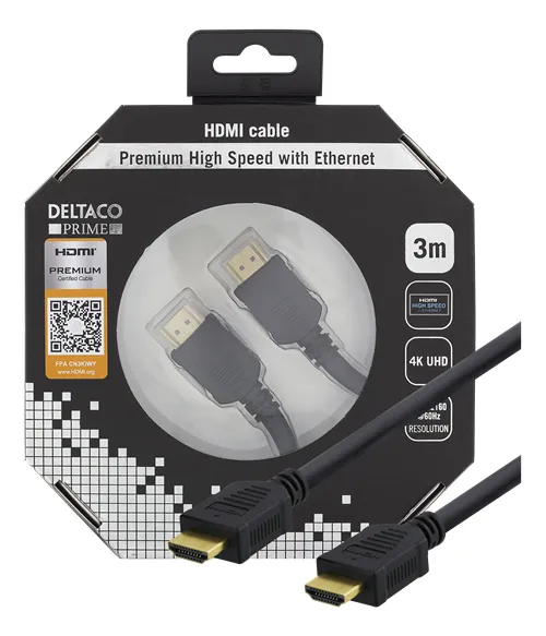 Deltaco HDMI &ndash; HDMI 1.4b - cable, 3 m, Black