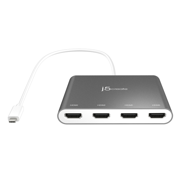 J5 Create USB-C TO 4 PORT HDMI MULTI - MONITOR ADAPTER - adapter, Grey