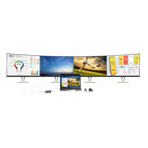 J5 Create USB-C TO 4 PORT HDMI MULTI - MONITOR ADAPTER - adapter, Grey