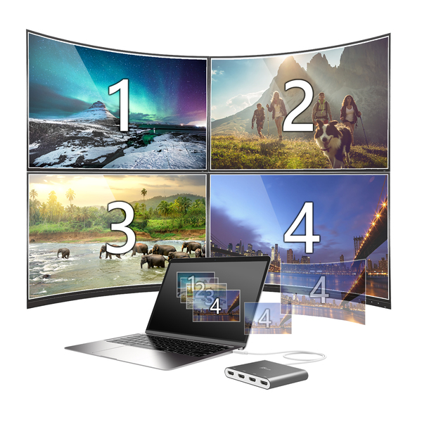 J5 Create USB-C TO 4 PORT HDMI MULTI - MONITOR ADAPTER - adapter, Grey