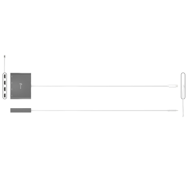 J5 Create USB-C TO 4 PORT HDMI MULTI - MONITOR ADAPTER - adapter, Grey
