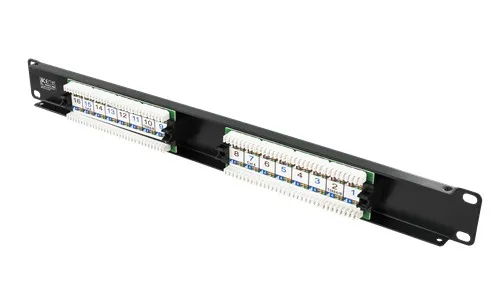 DELTACO 19" kytkentäpaneeli, 16xRJ45, Cat6, UTP, 1U, 10Gbps, musta