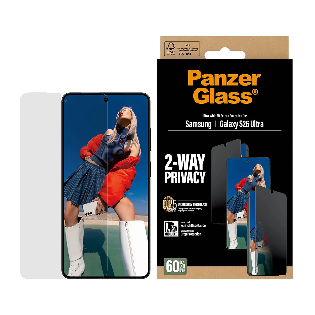 PanzerGlass Ultra-Wide Fit Alignerkit Galaxy S26 Ultra - Screen Protector, Privacy