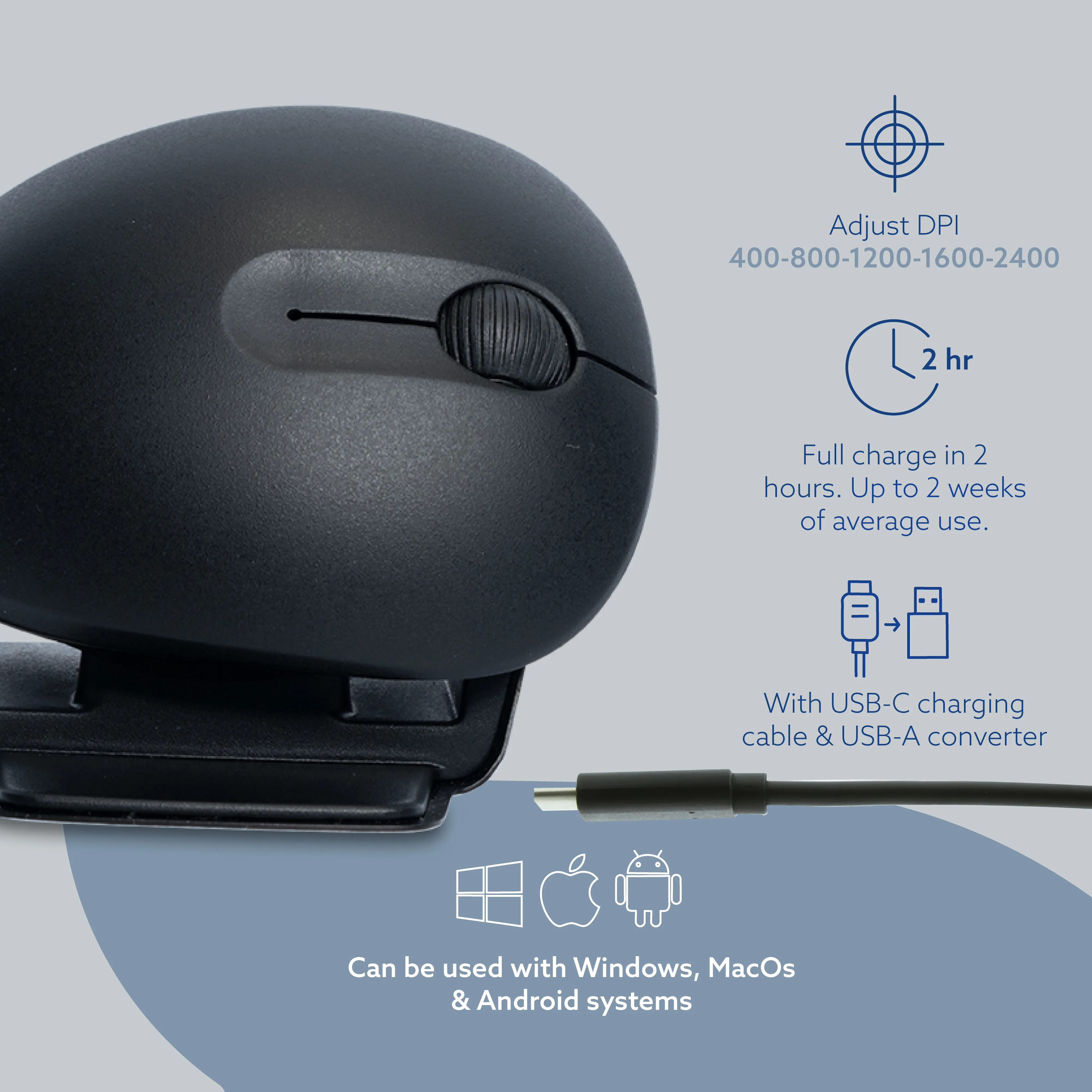 R-Go Twister Ambidexter Mouse (165-185mm), Wireless