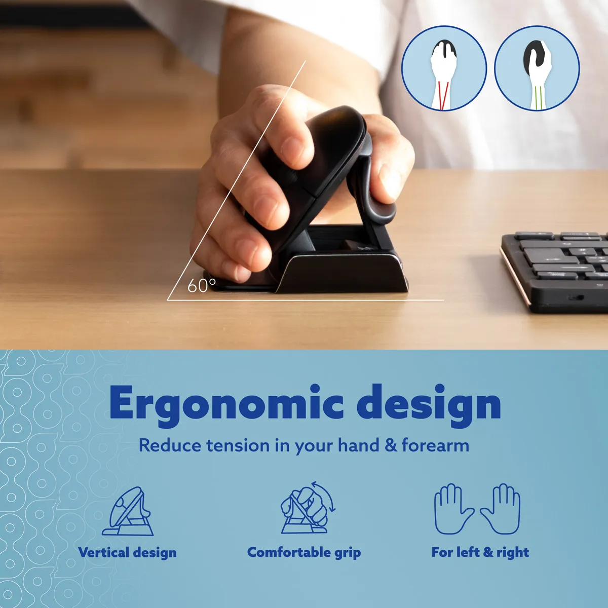 R-Go Twister Ambidexter Mouse (165-185mm), Wireless