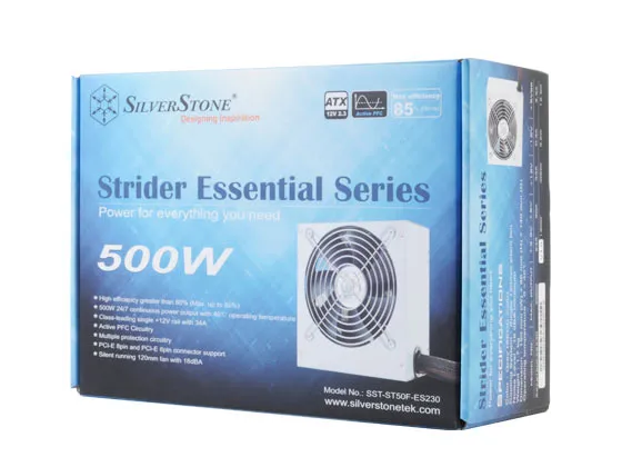 SilverStone Strider Essential ST50F-ES230 500W - PSU, 80 Plus White