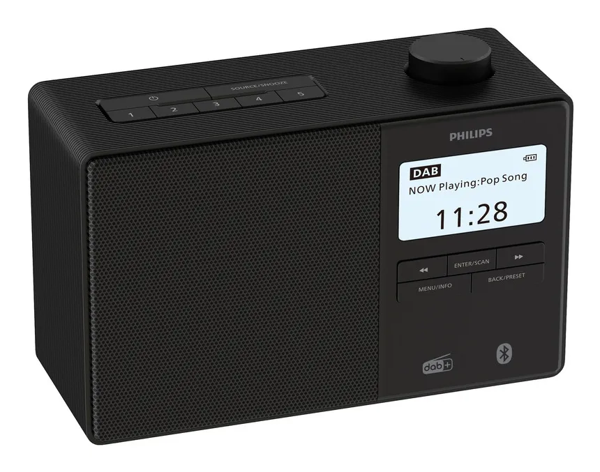 Philips TAR5600/00 Portable DAB+/FM Clock Radio with Bluetooth - Black