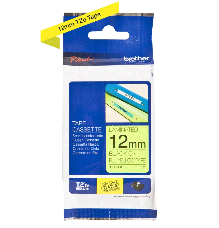 BROTHER TZC31 12 BLACK ON YELLOW