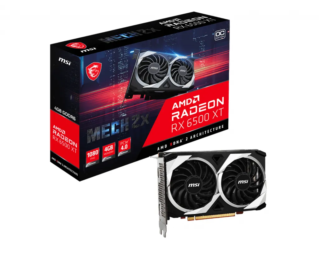 MSI Radeon RX 6500 XT MECH 2X 4 GB OC grafikkort