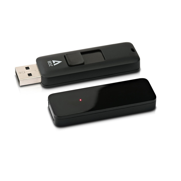 2GB FLASH DRIVE USB 2.0 BLACK RETRACTABLE CONNECTOR RTL