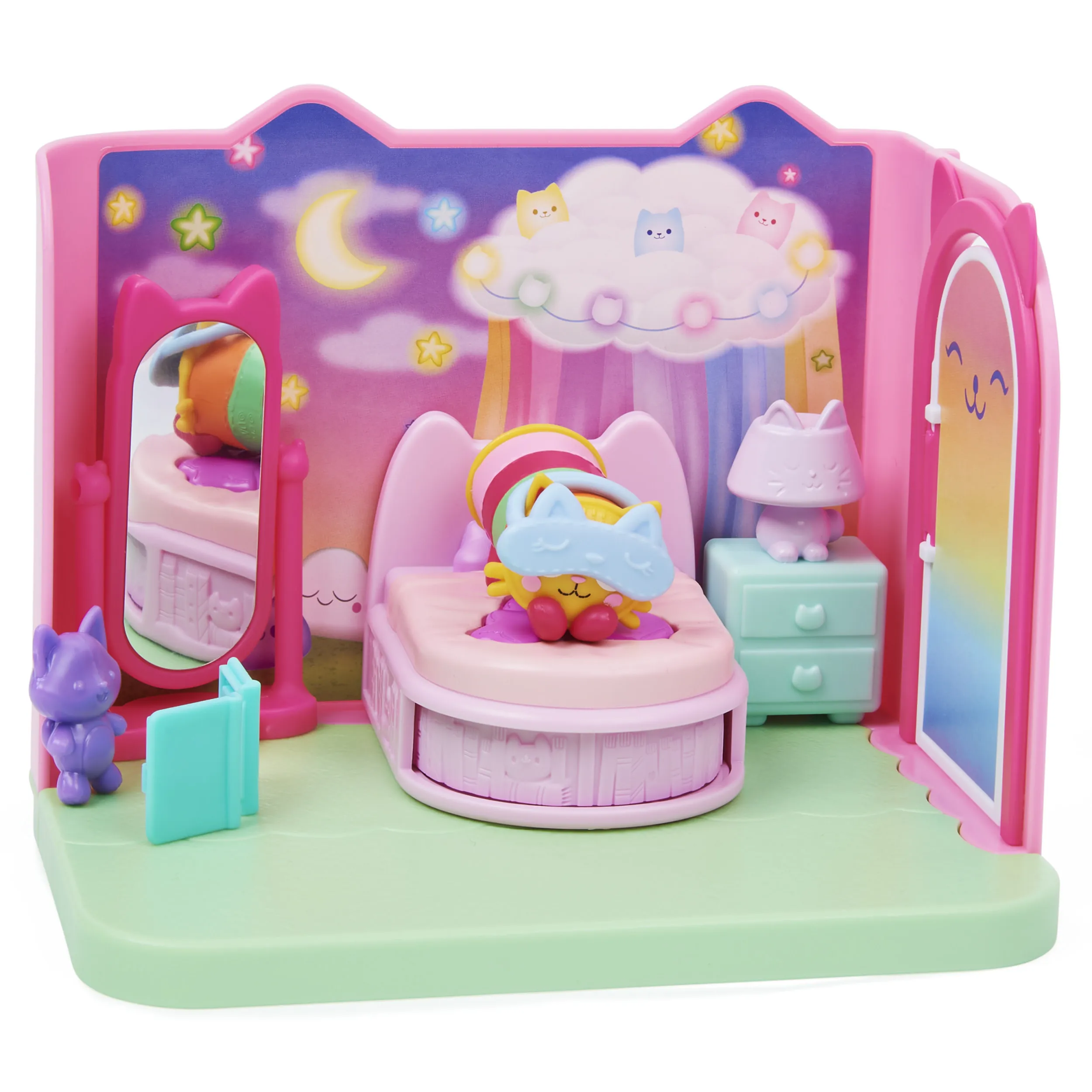 Spin Master Gabby's Dollhouse Deluxe Room Bedroom Toy Figure (with Cuddly Cat Pillow Cat Figure)