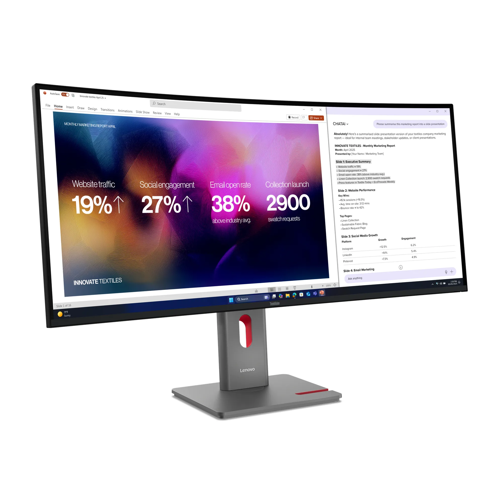 Lenovo ThinkVision P40WD-40 40" WUHD, IPS, Thunderbolt 4 ja KVM -kaareva n&auml;ytt&ouml;