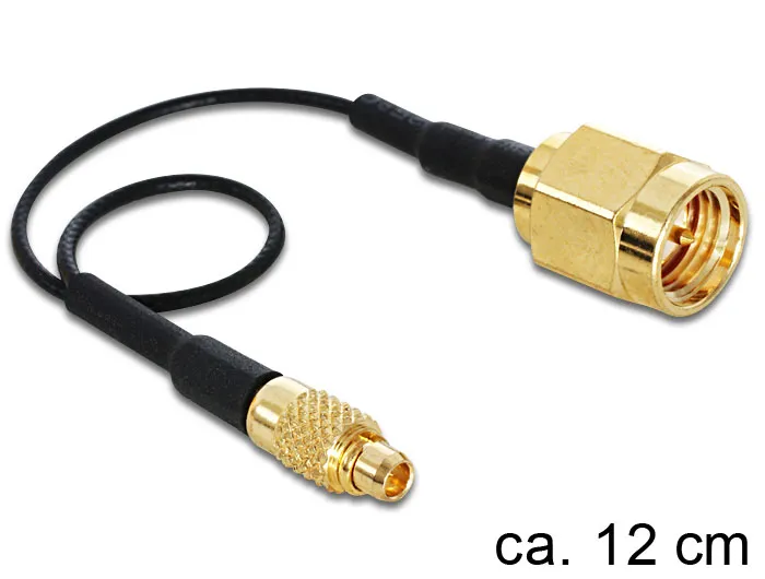 DeLOCK adapter, MMCX ha - SMA ha, 0,1m, svart